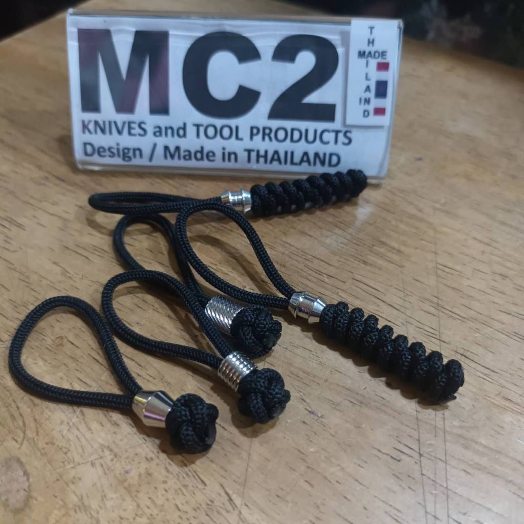 Tec40 Stainless Steel Bead Keychain Paracord Lanyard 2mm PLYS316L UNIT 27 DIVER APPROVED พวงกุญแจ Zip Puller เชือกถัก