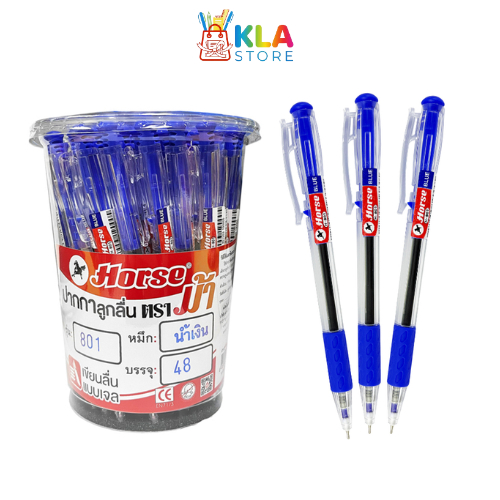 ปากกาลูกลื่น ตราม้า H-801 หมึกน้ำเงิน 1x48