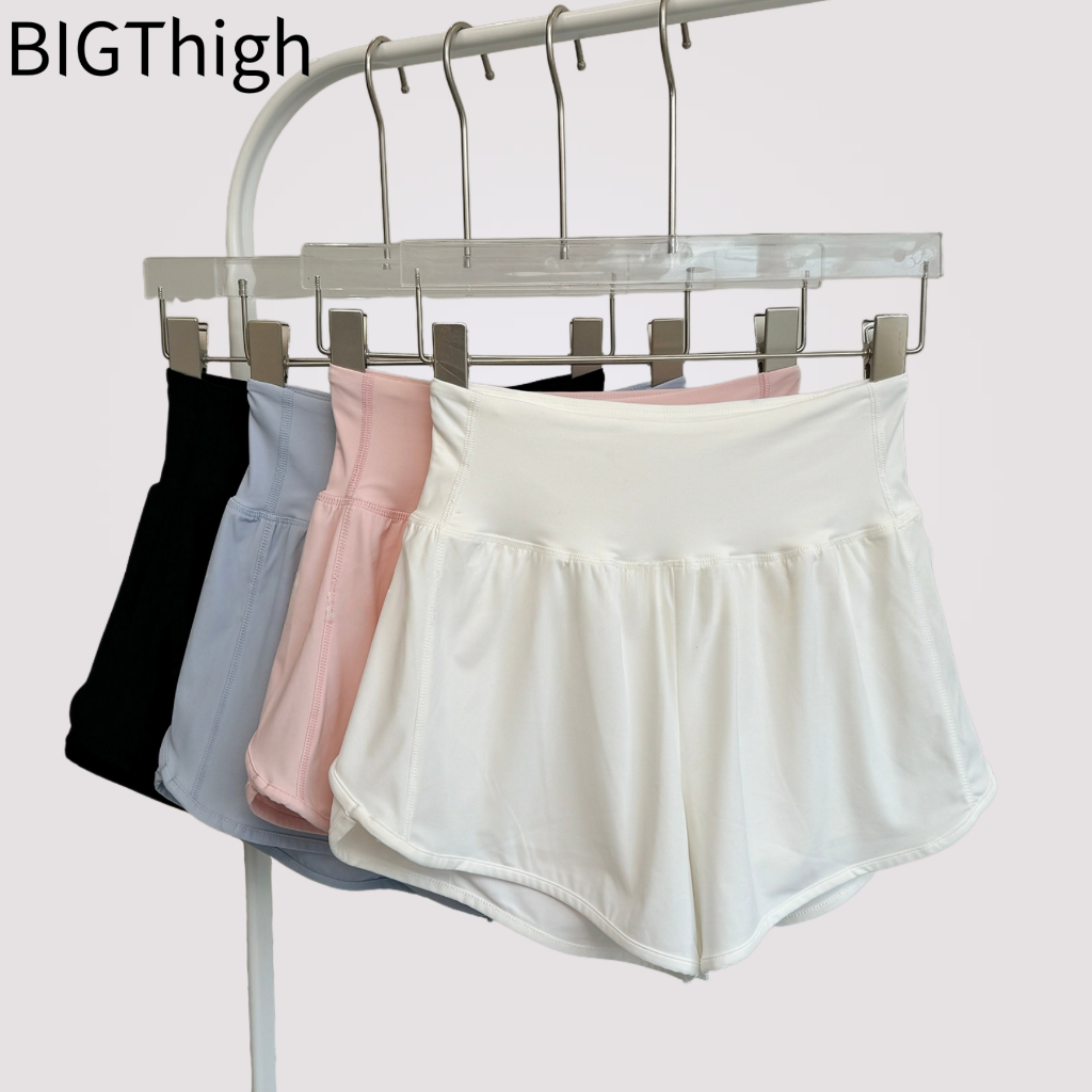 Big Thigh กางเกงขาสั้นกีฬาสตรี มีซับใน สำหรับวิ่งออกกำลังกาย โยคะ ฟิตเนส เต้นรำ และสวมใส่สบาย