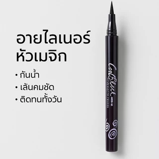 อายไลเนอร์กันน้ำ ติดทน เส้นดำคม สีดำสนิด/ม่วงดำ