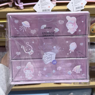 🎀พร้อมส่ง กล่องเก็บของ 3 ชั้น Sanrio x Miniso ลิขสิทธิ์แท้ 💯