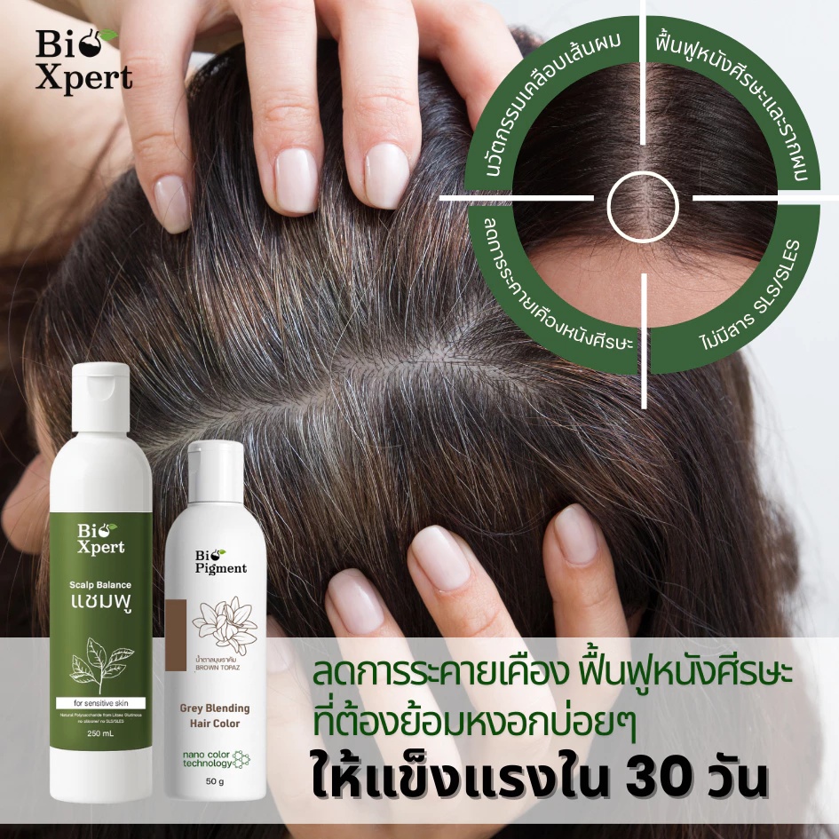 Bio Pigment Care Set-เซ็ตสำหรับผู้ที่ย้อมหงอกเป็นประจำ พรางหงอก+ฟื้นสมดุลหนังศีรษะ ลดการระคายเคือง