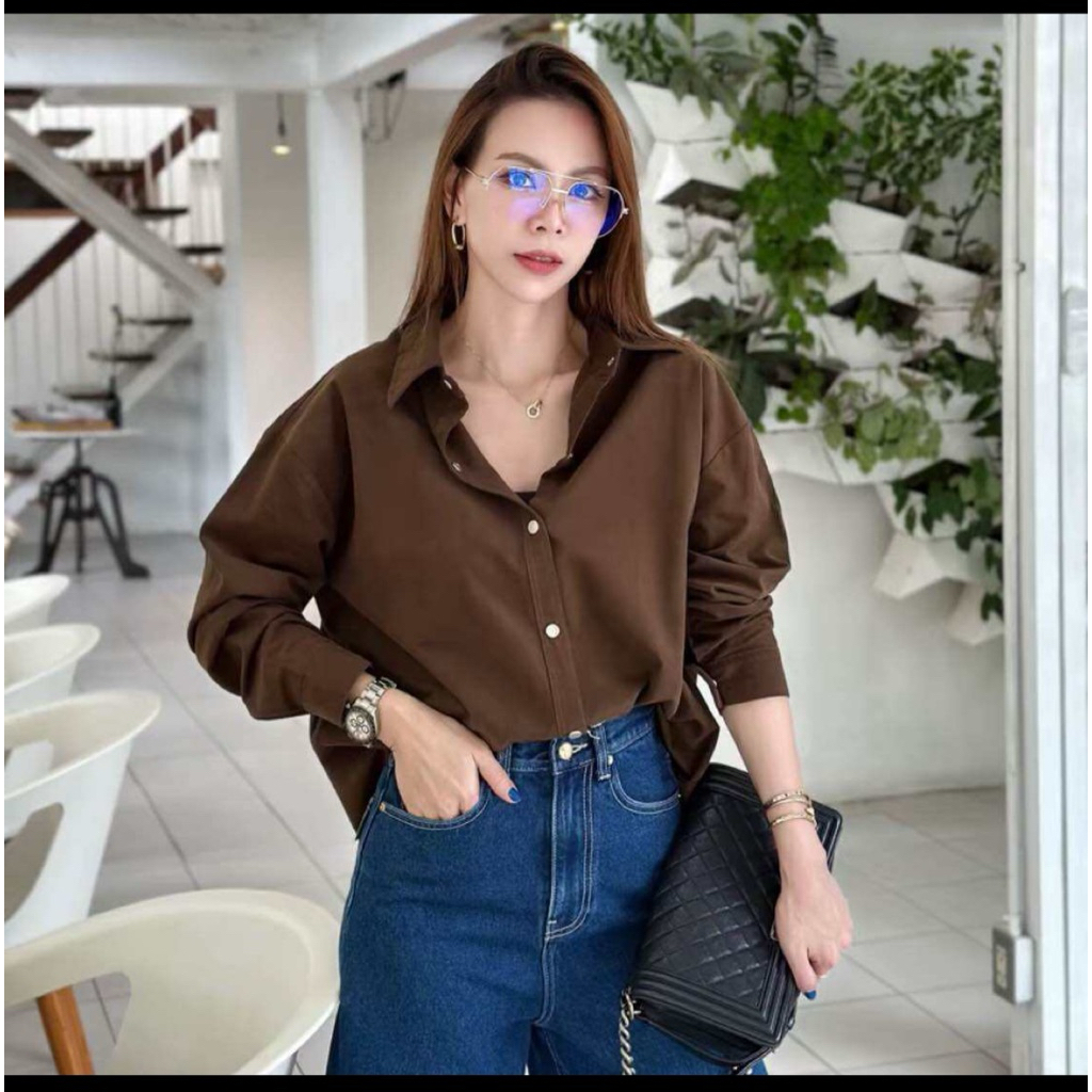 C001 เสื้อเชิ้ตแขนยาวผ้าCotton ฟอก