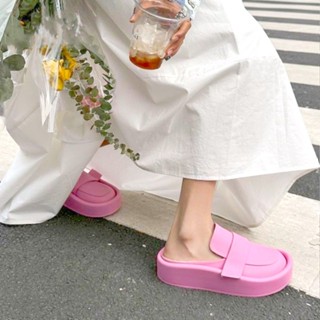 SHO-K42 รองเท้าแบบสวม รองเท้าส้นตึก เสริมส้น รองเท้าแฟชั่นสี…