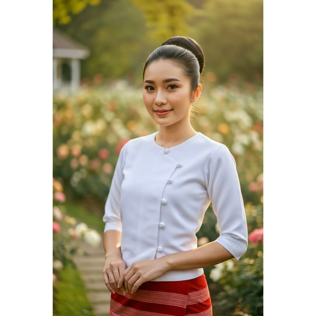 เสื้อพื้นเมืองอัดกาว รุ่นป้ายหน้าเดินเส้น เสื้อผ้าฝ้ายสวยๆ
