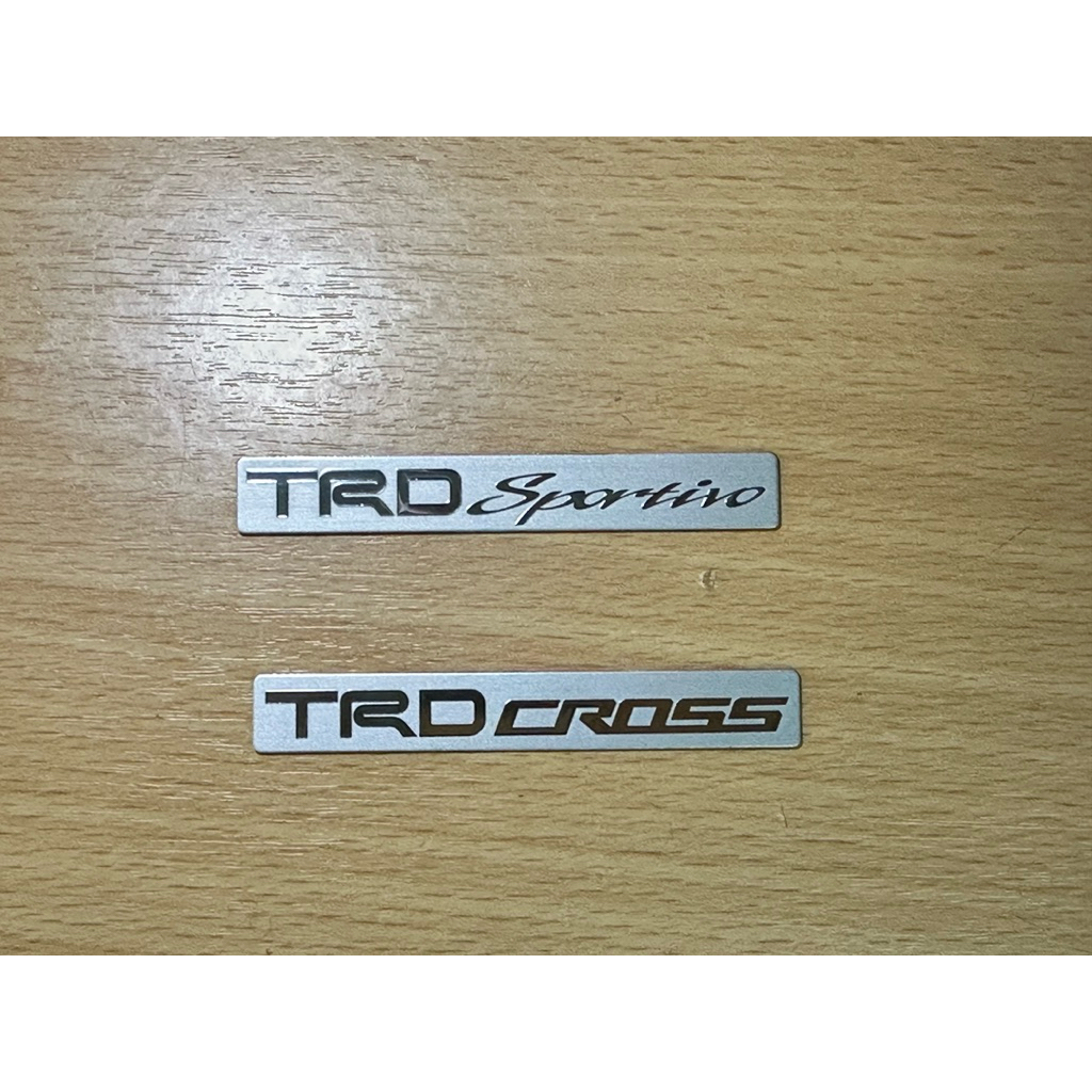 TRD Sportivo TRD CROSS logo อักษร แท้ TOYOTA FORTUNER 7 x 1 cm โลหะ สแตนเลส สีเงิน silver chorme โตโยต้า ฟอร์จูนเนอร์