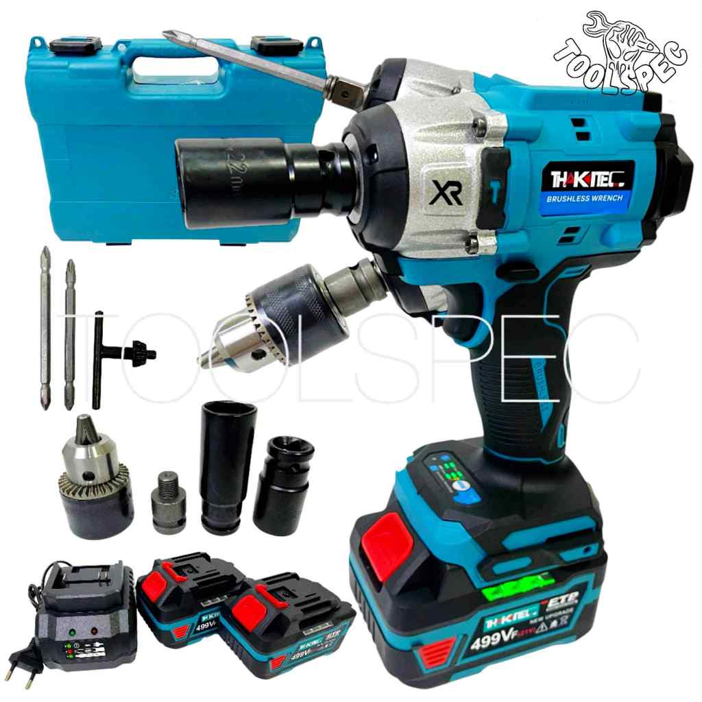 THAKITEC บล็อกไขควงสว่านกระแทกแบต 3IN1 ไร้แปรงถ่าน ALL NEW 499Vf แบต 2 ก้อน แรงบิด 560 NM XR TECHNOL