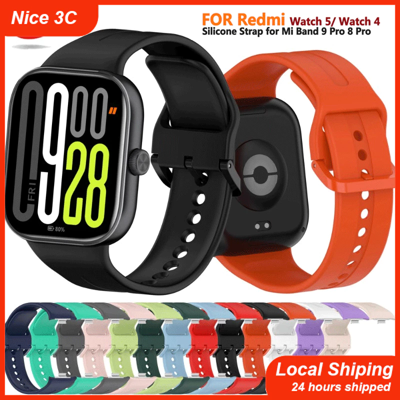 สายนาฬิกาสำหรับ Redmi Watch 5 4 สายรัดข้อมืออัจฉริยะสำหรับ Xiaomi Mi Band 9 Pro 8 Pro สายรัดข้อมือซิลิโคน อุปกรณ์เสริม