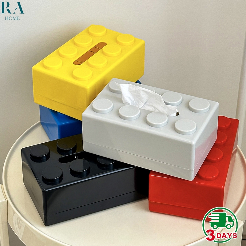 กล่องกระดาษทิชชู่รูปทรงบล็อคตัวต่อ ได้สร้างสรรค์ ABS Creative Tissue Holder Building Blocks Built-in Spring