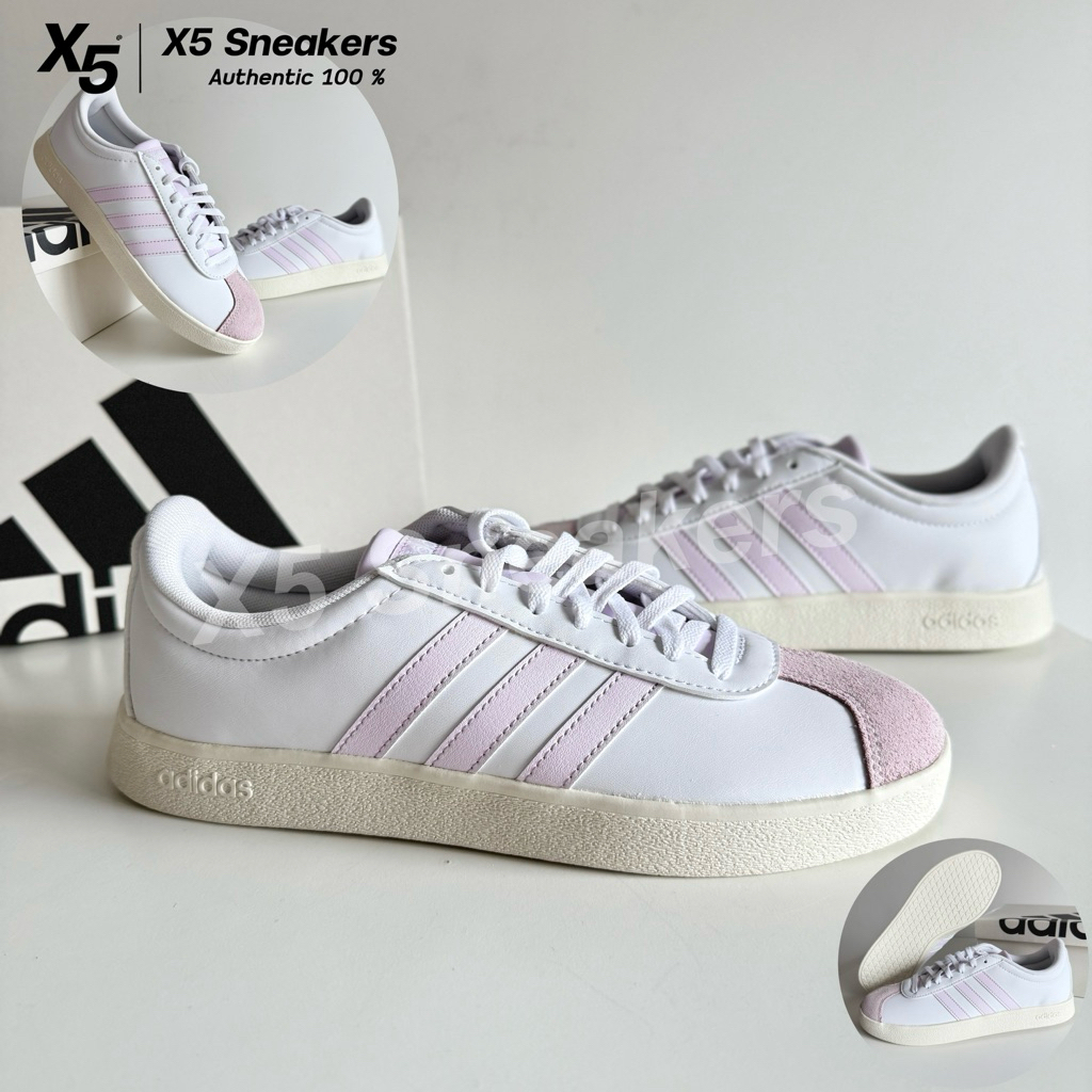 adidas ของแท้ 100% VL court base สีชมพูม่วง