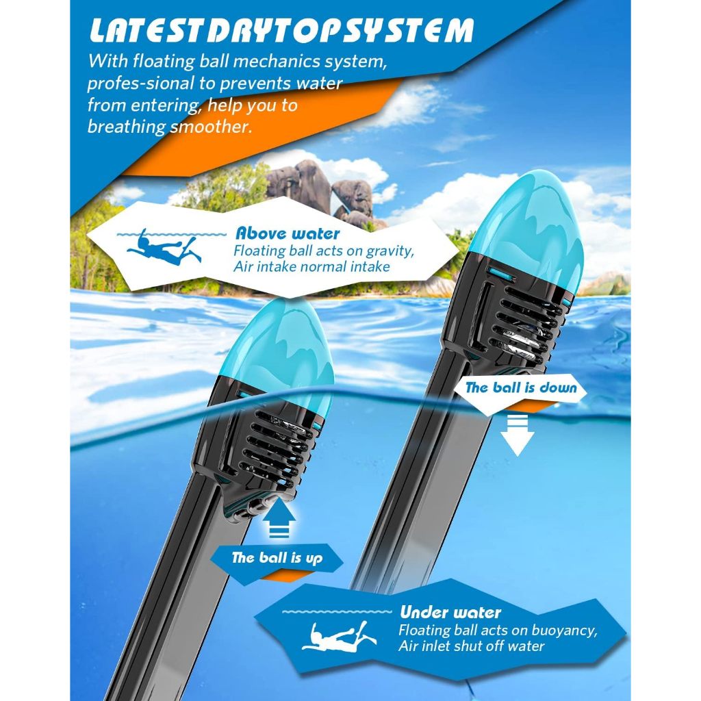 หน้ากากดำน้ำเต็มหน้าดำน้ำชุดป้องกันการรั่วซึมง่ายหายใจผู้ใหญ่เด็กดำน้ำแว่นตา - รูปที่ 2