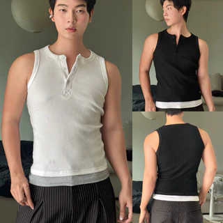 V tank top เสื้อกล้ามดีเทลคอแหวก ผ้าพรีเมี่ยมแบรนด์ Cozyvibe