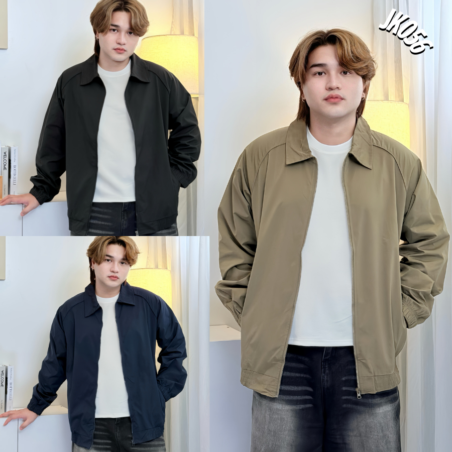 เสื้อแจ็คเก็ต แขนยาว คอปก ผ้าร่ม ระบายอากาศได่ดี ไซส์ใหญ่ ใส่แล้วดูสมาร์ทเท่สุดๆ ส่งในไทย  JK056