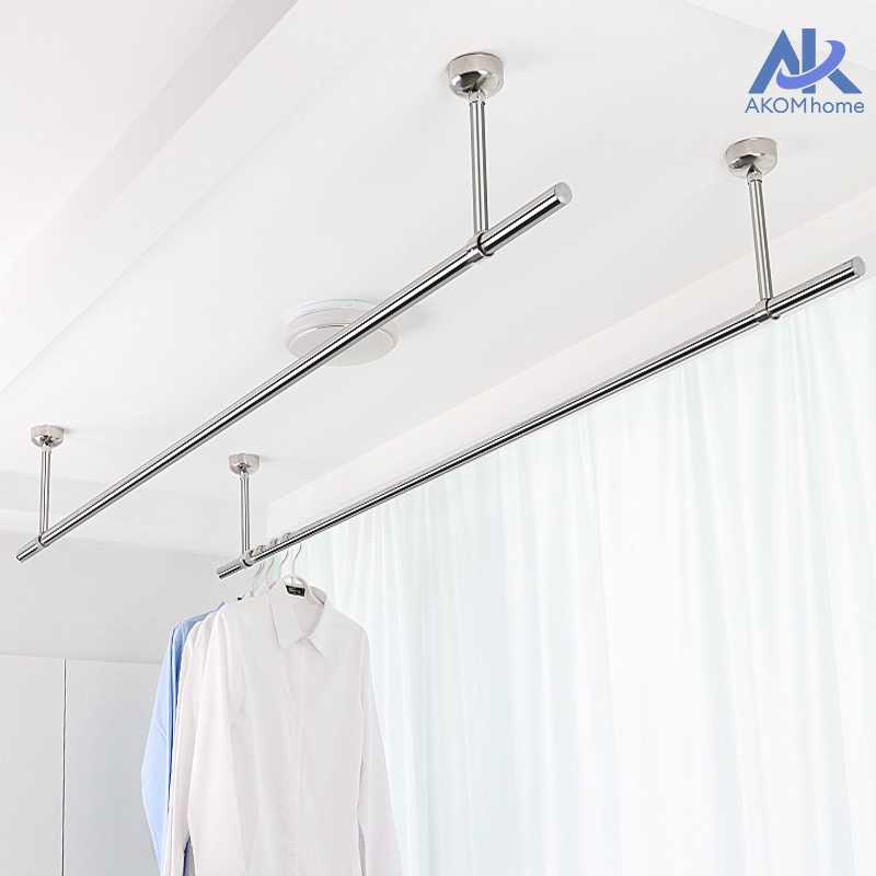 AKOM ราวตากผ้า ราวตากผ้าสแตนเลส สแตนเลสคุณภาพสูง ความสามารถในการรับน้ำหนักที่แข็งแกร่ง รับน้ำหนักได้ 200กก.