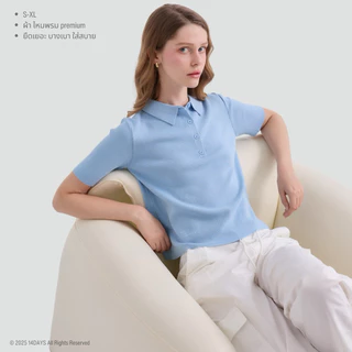 Clearance รุ่น BS เสื้อPolo กึ่งครอป เสื้อผ้าผู้หญิง สีพื้น ดีไซน์เรียบหรู คอปก มีกระดุม สะดวกสบาย สำหรับผู้หญิง S-XL