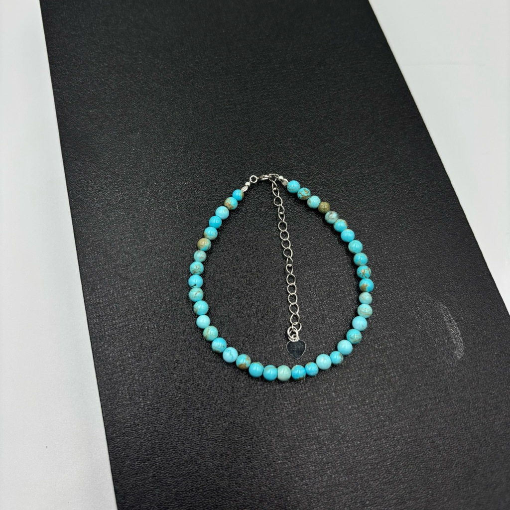 beautiful natural top quality 4 mm turquoise beaded bracelet 🩵🩵