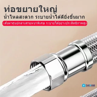 SAINAM #ส่งจากไทย สแตนเลส304 [4หุน / 6หุน] รุ่นสายใหญ่พิเศษ สายถักสแตนเลส หนาทนทาน ทนแรงดันได้สูง STL6 STL4