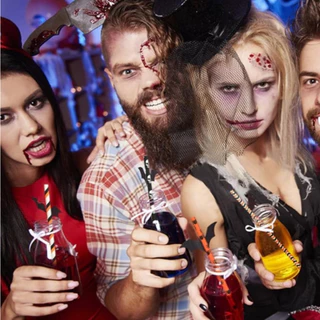 P464 หลอด หลอดฮาโลวีน ฟักทอง ผีค้างคาว แมงมุม หลอดกระดาษ ปลอดภัย Halloween Party วันเกิด งานแฟนซี SP