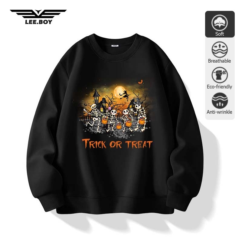 เสื้อแขนยาว ผ้าสำลีเกรดพรีเมียม ผู้ชาย พิมพ์ลายแฟชั่น Halloween วันฮัลโลวีน ทรงหลวมและเอนกประสงค์ พร้อมส่งจากกทม