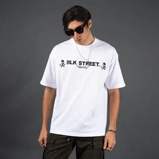 DAVIE JONES [BLK STREET] เสื้อยืดผู้ชาย Logo Oversized Fit T-Shirts สีดำ ขาว กากี LG0150