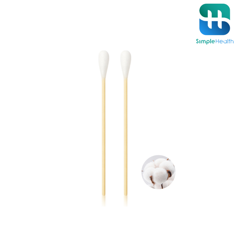 Simple Health ไม้พันสำลีปลอดเชื้อ ไม้พันสำลีก้านไม้ sterile wooden stick ผ่านการฆ่าเชื้อ ถูกสุขอนามัย 5 แพ็ค