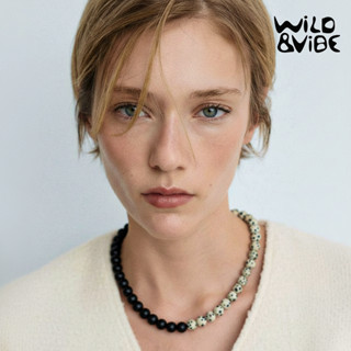 สร้อยหินโทนขาวดำ หินแท้Jasper