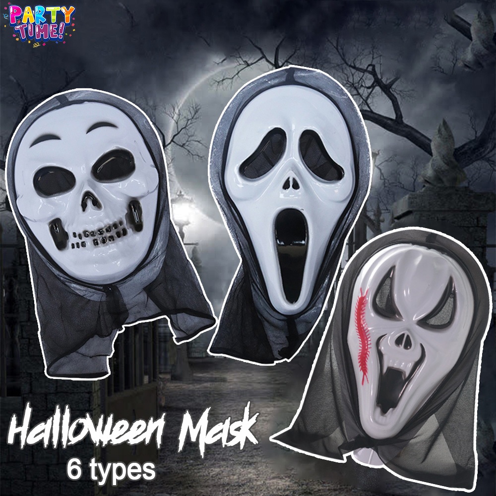 Big Party 🎃🎃 (จัดส่งจากกรุงเทพฯ) ขายปลีก/หน้ากากฮัลโลวีนน่ากลัว หมวกปาร์ตี้สำหรับผู้ใหญ่ อุปกรณ์ประกอบฉาก Death Mask