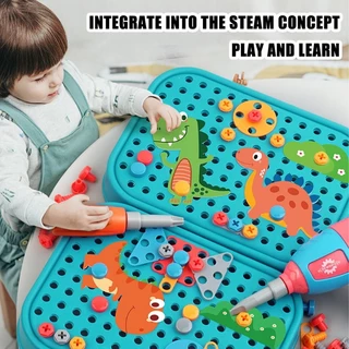 JoyToys ของเล่นเด็ ด้วยสว่านไฟฟ้า ชุดถอดประกอบคู่มือสำหรับเด็ก ของเล่นบล็อคประกอบสกรู ของเล่น DIY ของเล่นเครื่องมือช่าง