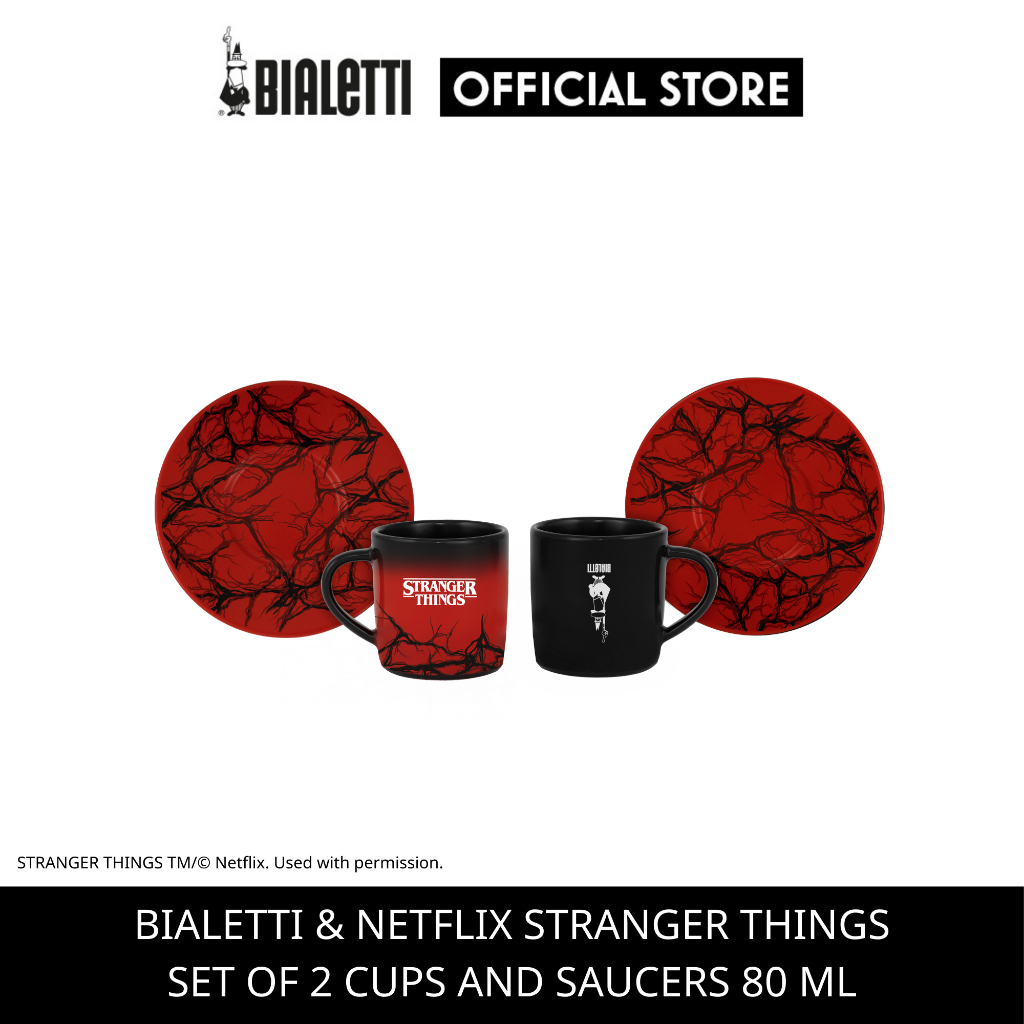 Bialetti & Netflix Stranger Things Set of 2 Cups and Saucers 80 ML [BL-STRTH03P/FB]
