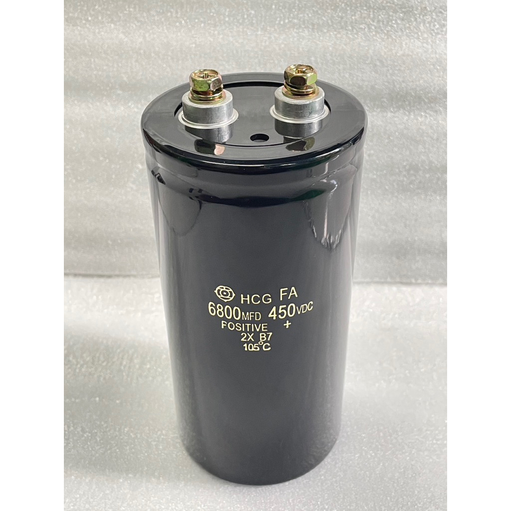 CAPACITOR 6800UF 450V สีดำSURGE 500VDC 7.5x15.5CMค่าผิดพลาด+-20% คาปาซิเตอร์แบบขันสกรูC 6800UF450V C
