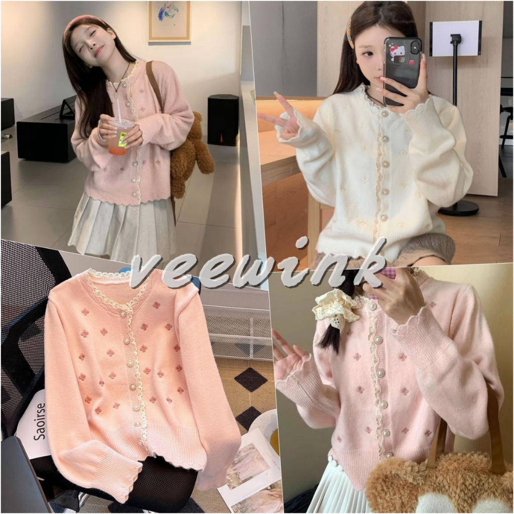 Veewink พร้อมส่งจากกทม เสื้อ Cardigan/คาร์ดิแกนไหมพรม คาร์ดิแกน โอเวอร์ไซต์ สไตล์เกาหลี เสื้อคลุมกันหนาว