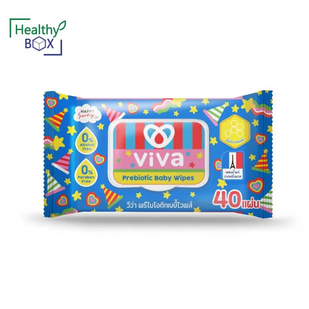 VIVA Prebiotic Baby Wipes 40ชิ้น วีว่า พรีไบโอติกส์เบบี้ไวพส์  ทิชชู่เปียก