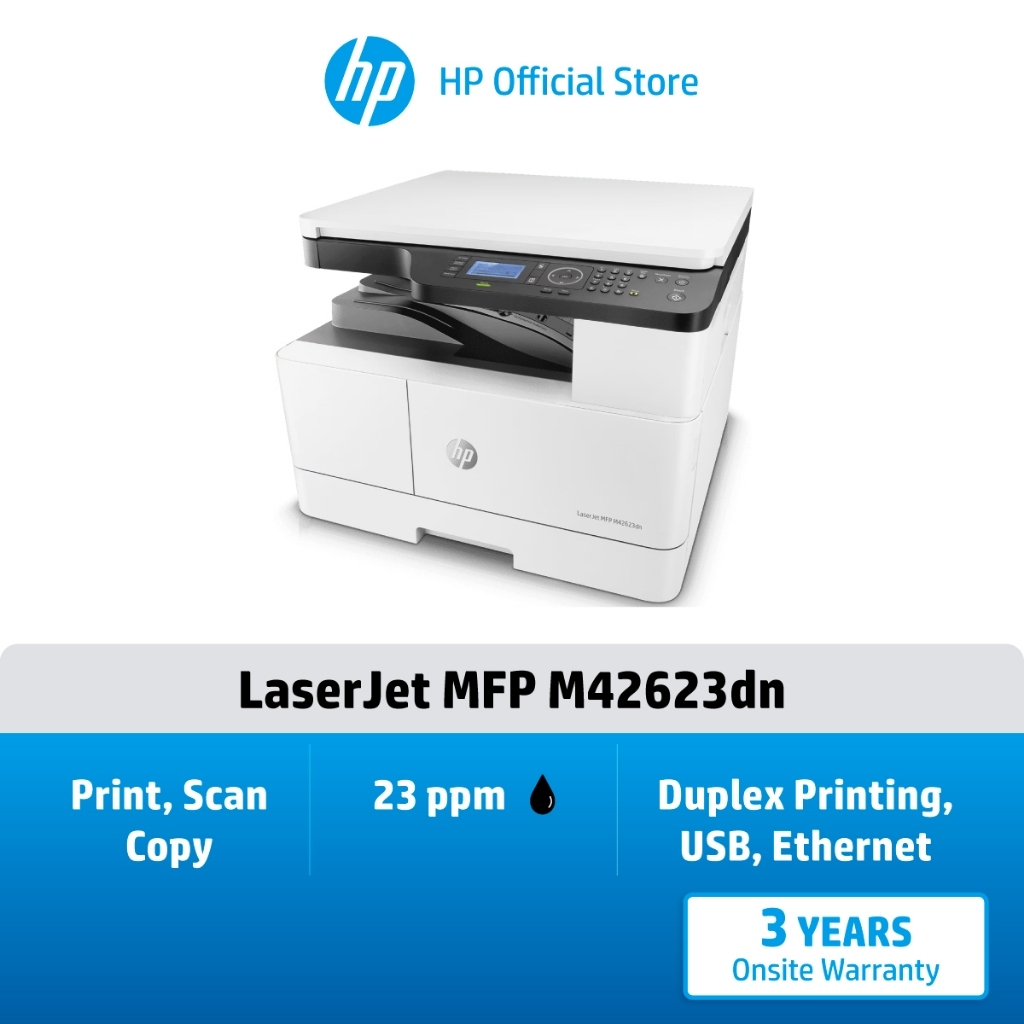 [ แถมฟรี เครื่องป้อนกระดาษ ] HP LaserJet เครื่องพิมพ์ MFP M42623dn / รองรับ A3 / A4 / Duplex / Warra