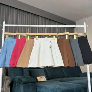 [จ]กางเกงกระโปรงจีบรอบตัว ซิปหลัง มีกางเกงด้านใน (ไม่ใช่ผ้าซ…