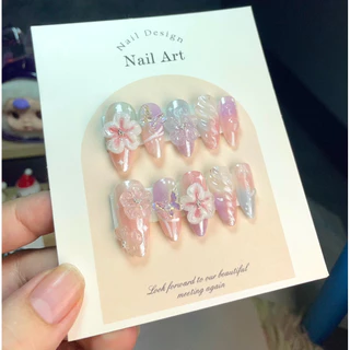 เล็บปลอมงานปั้นดอกไม้ ขัดผงออโรร่าสวยๆ