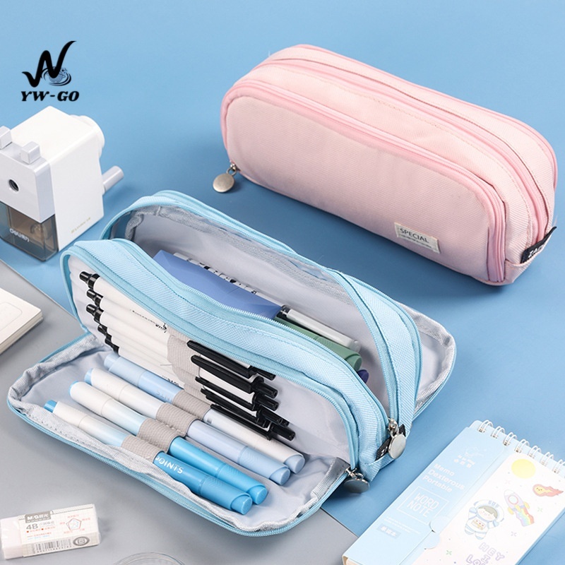 กระเป๋าใส่ปากกา Multi-layer Storage ความจุขนาดใหญ่ ผ้าออกซ์ฟอร์ด กระเป๋าเก็บซิปเครื่องเขียน BS49