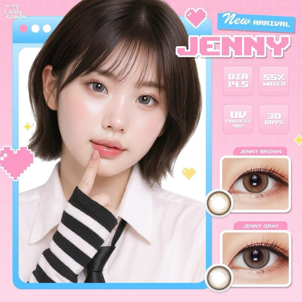 คอนเเทคเลนส์ Kitty kawaii รุ่นใหม่ Jenny (dia 14.5) เลนส์กลาง