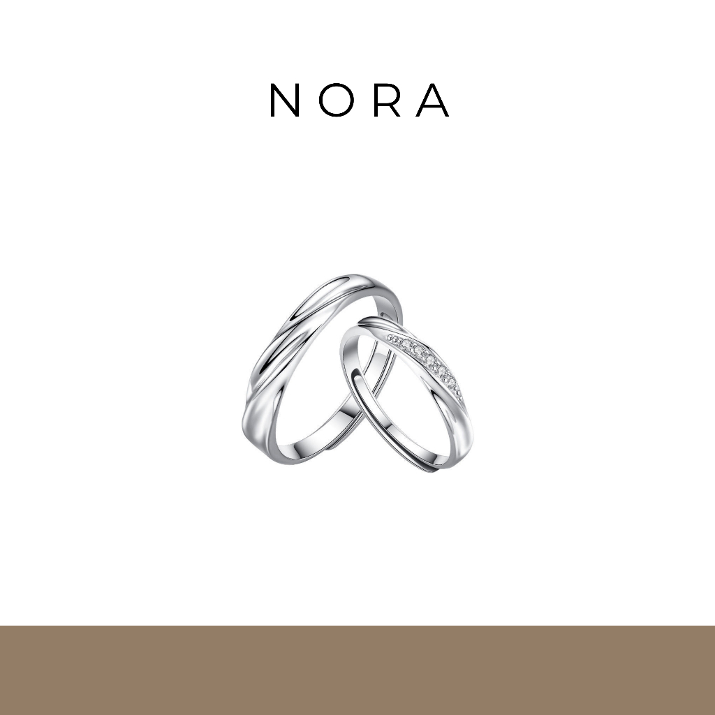 Jewelry เซต 2 แหวน ทองคำขาว น่ารัก แหวนแฟชั่นสำหรับผู้หญิง ปรับขนาดได้ แหวนคู่ R251801