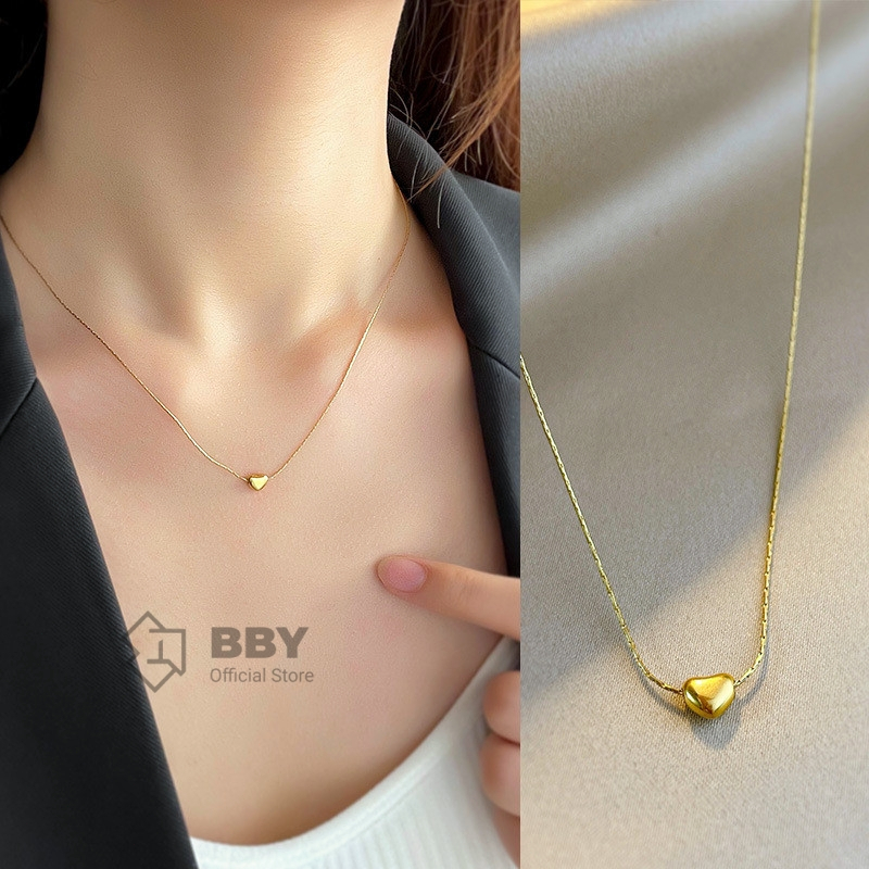 BBY สร้อยคอสายสั้นรูปหัวใจ แบบมินิมอลและหรู สแตนเลสสตีล S004