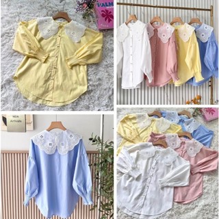 ป้าย Saturday เสื้อแต่งปกลูกไม้ปลายแขนสม๊อค อก 44 นิ้ว ยาว 2…