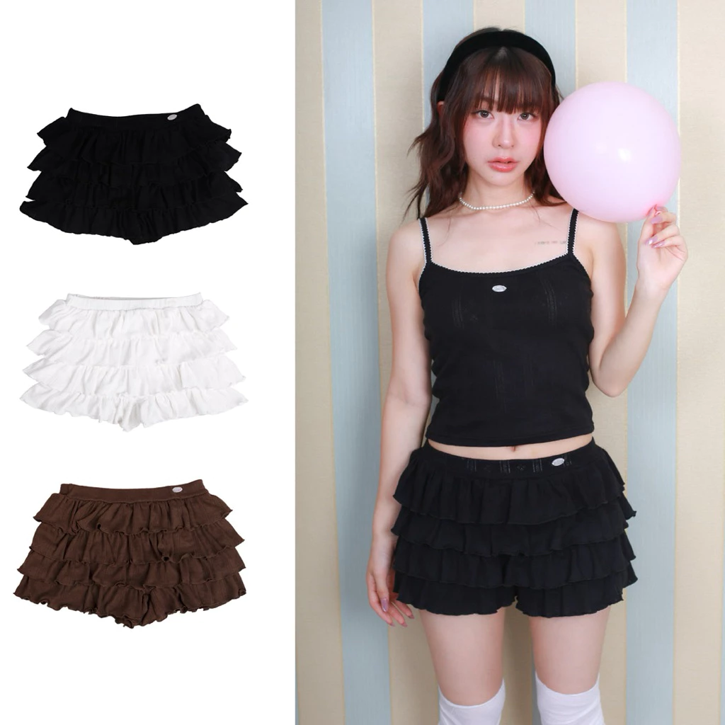 kome.offi กางเกงขาสั้นแต่งระบาย รุ่น lindi short