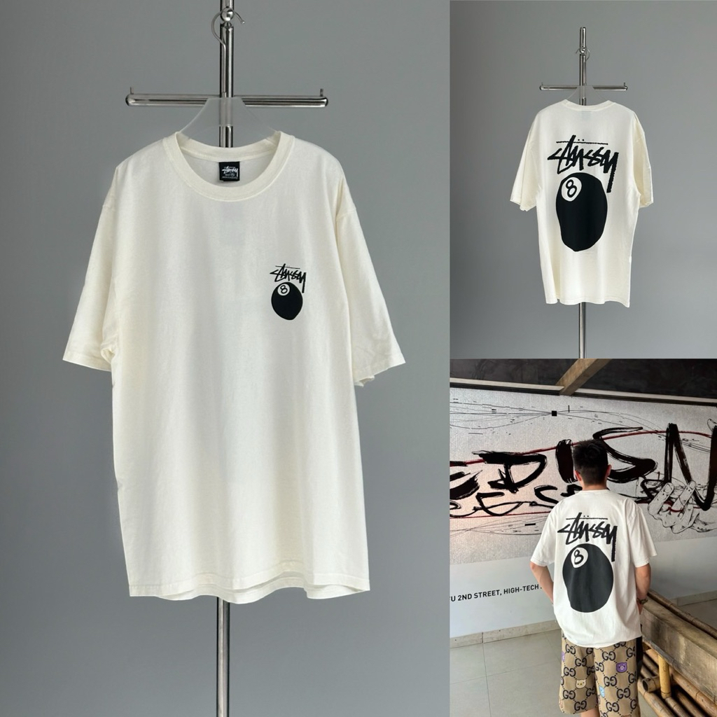 New Stussy T-shirt พร้อมส่ง 🖤🤍 STUSSY 8 BALL PIGMENT DYED TEE