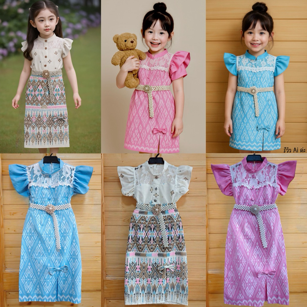 (Am/Ny) เสื้อแต่งระบายลูกไม้ กระโปรง ผ้าฝ้าย