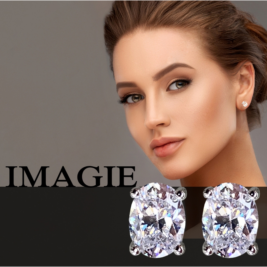 IMAGIE ต่างหูเพชรแฟนซี Cz Oval 4x6mm 5x7mm 6x8mm