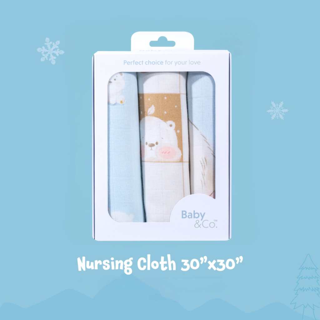 Baby and Co. New Collection ผ้าอ้อม (Nursing Cloth) ขนาด 30 "x 30 " แพ็ค 3 ชิ้น