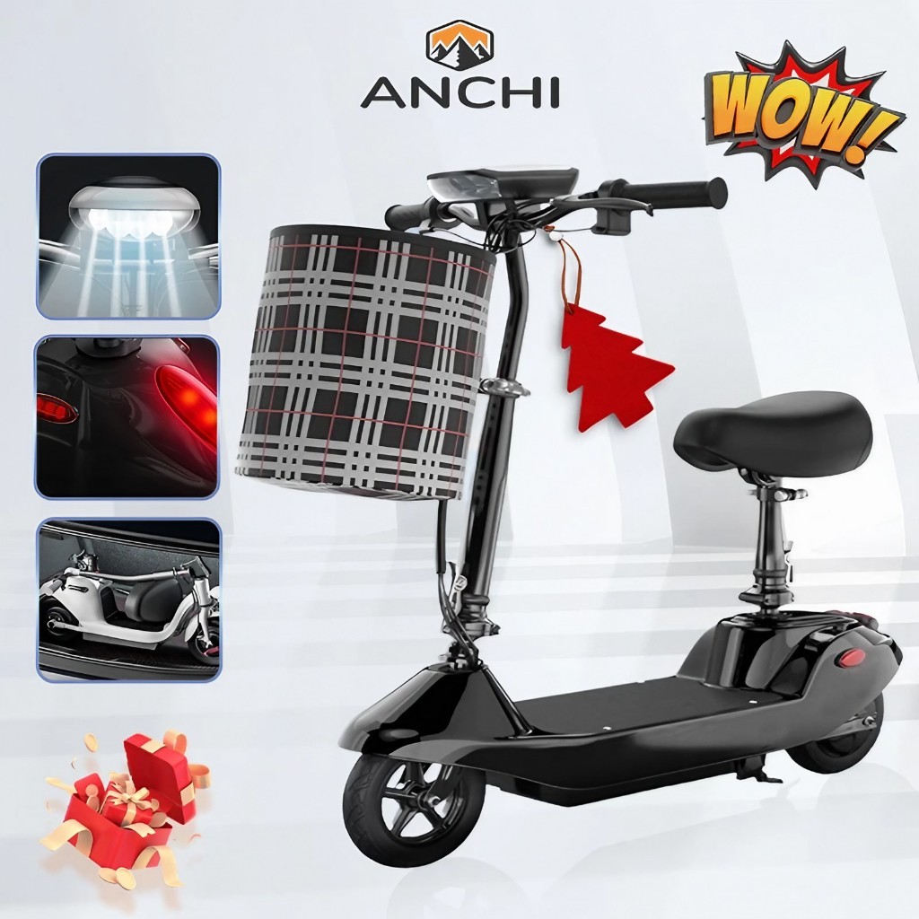 ANCHI สกู๊ตเตอร์ไฟฟ้า จักรยานไฟฟ้า E-SCOOTE ปรับระดับได้ 3 ระดับ โช๊คล้อหน้า พับเก็บได้ ความทนทาน 25