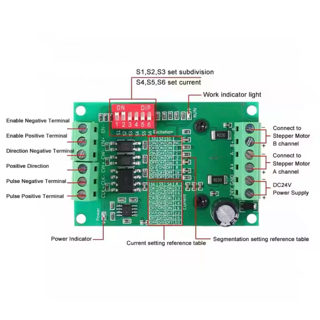 Stepper motor driver TB6600 Version อัพเกรดแทน TB6560 3A 12/24vdc NEMA17/NEMA23