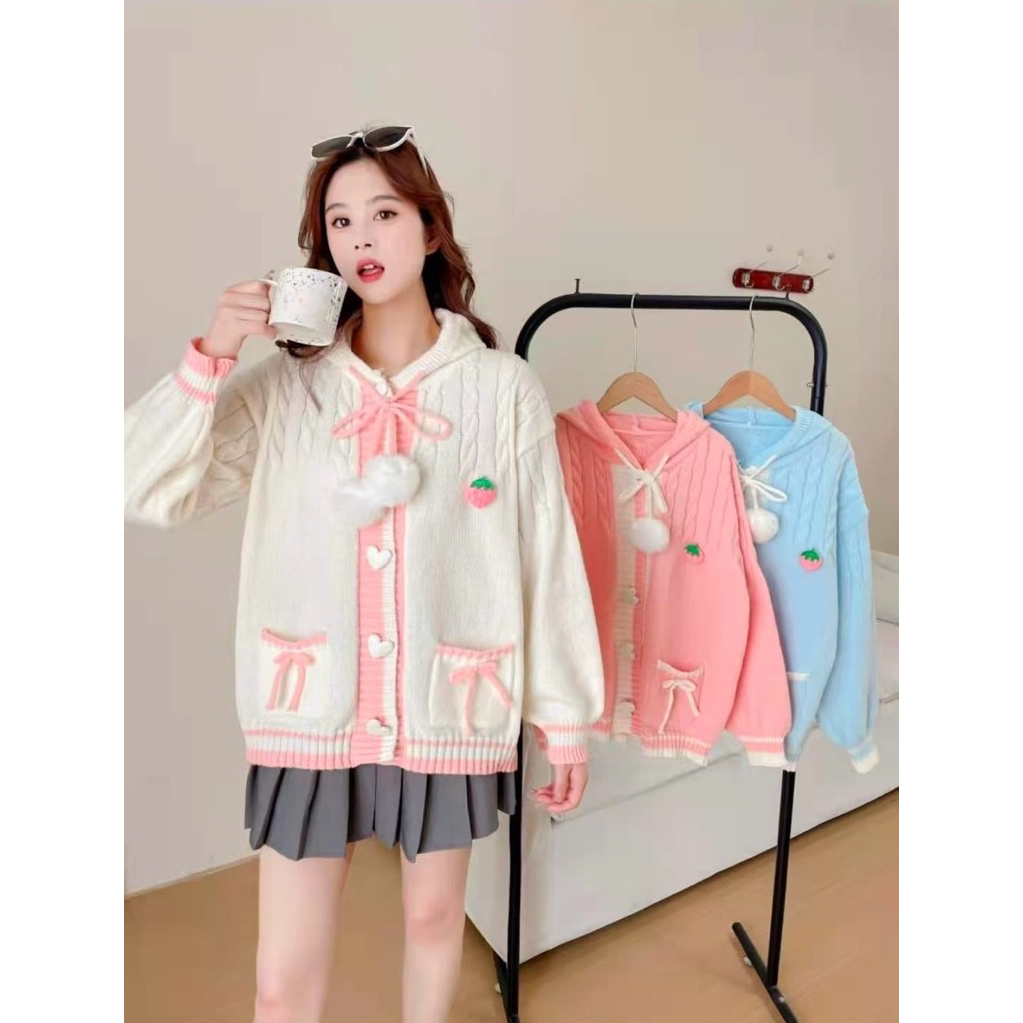 Chinshirtเสื้อคลุมสเวตเตอร์คอปก สไตล์น่ารัก สำหรับผู้หญิง SweaterLady Clothing AF2