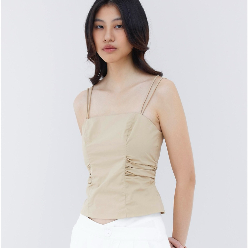 เสื้อสายเดี่ยว Roony Fitted Top สี Tan ไซส์ S แบรนด์ THE EDITOR’S MARKET มือสอง สภาพดี