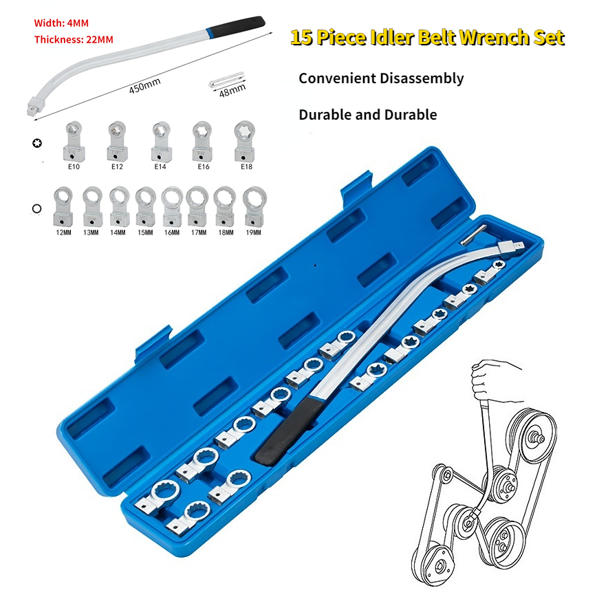 ถูกที่สุด 15Pcs Idler Pulley Adjustment Wrench Belt Tension Tensioning Adjuster Lever Tool  Convenient Disassembly🔥COD